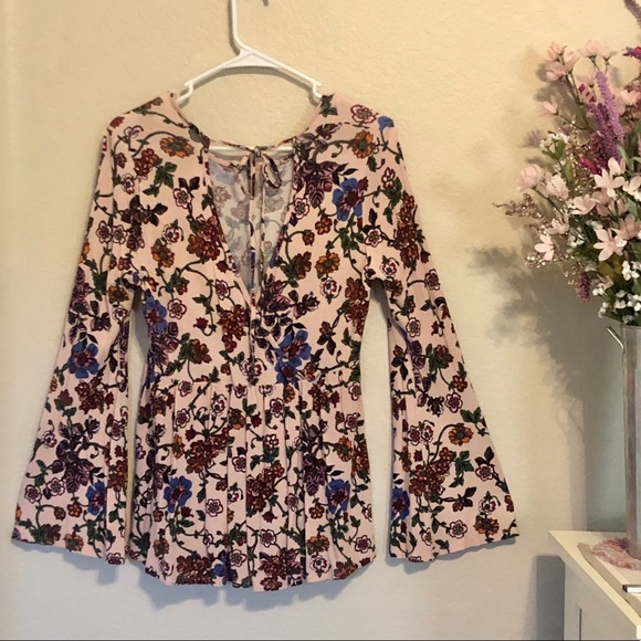 Charming Charlie Boho Peplum Floral Top - Picture 3 of 4